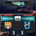 (VIDEO) Barcelona consiguió ante Universidad Católica el primer triunfo del campeonato