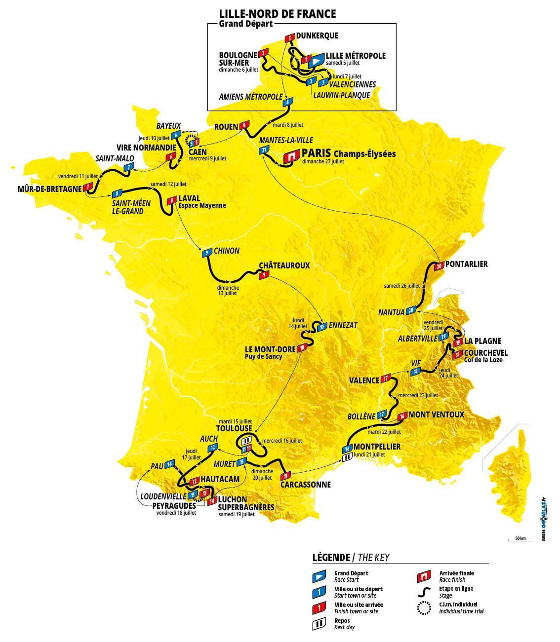 RECORRIDO TOUR DE FRANCIA 2025